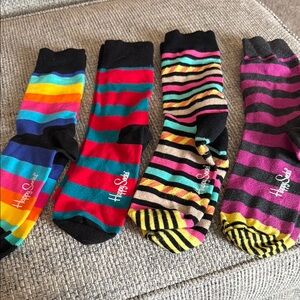 Happy Socks Black and Red Casual Striped Socks